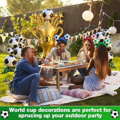 Myfivo Soccer Party Decoration Set - 9PCS Soccer Foil Balloons Kit