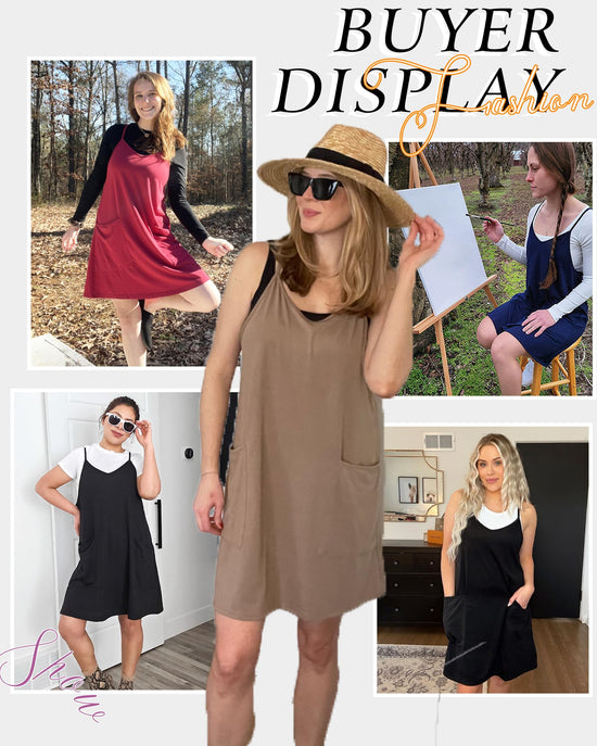 AUSELILY dress with pockets and spaghetti straps