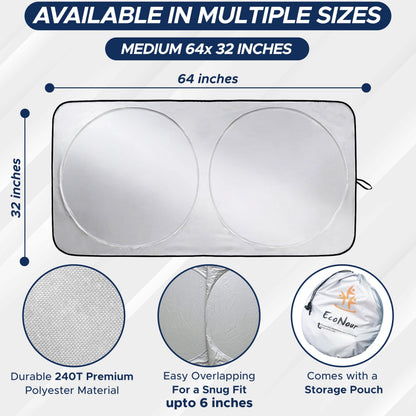 EcoNour vehicle interior shade — Blocks 99% heat and keeps interior cool.
