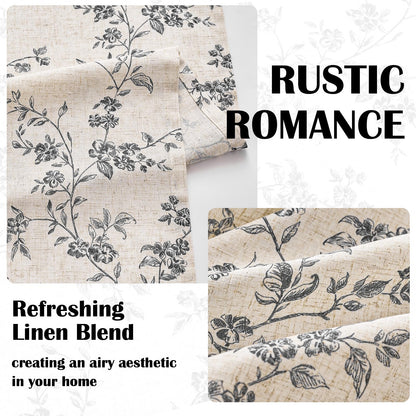 Lazzzy floral linen curtains — vintage farmhouse style with light filtering design