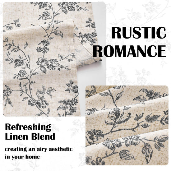 Lazzzy floral linen curtains — vintage farmhouse style with light filtering design