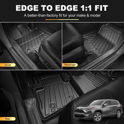 AOMSAZTO vehicle mats - all weather protection TPE floor liners for 2019-2025 Toyota RAV4