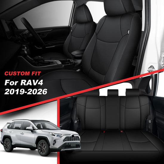 TTX lighting seat covers - custom fit waterproof black faux leather for Toyota RAV4 2019-2025