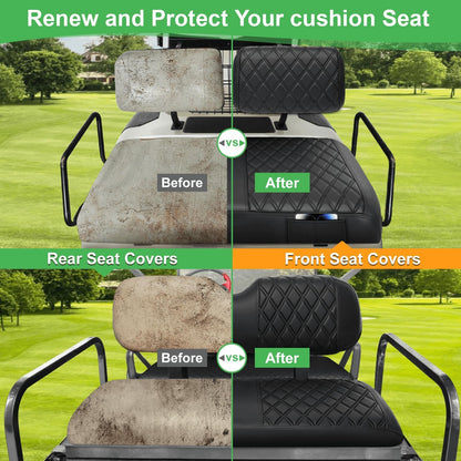 Vehicle seat cover — Thick leather with custom diamond design for Yamaha carts