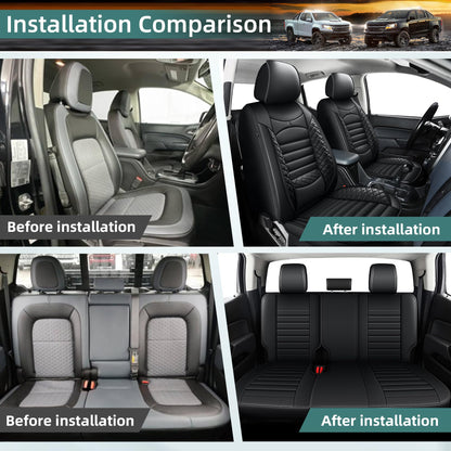 AOMSAZTO vehicle seat covers - Custom leather for Chevrolet Colorado and GMC Canyon Crew Cab 2015-2026