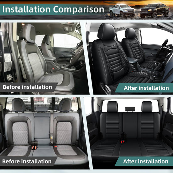 AOMSAZTO vehicle seat covers - Custom leather for Chevrolet Colorado and GMC Canyon Crew Cab 2015-2026