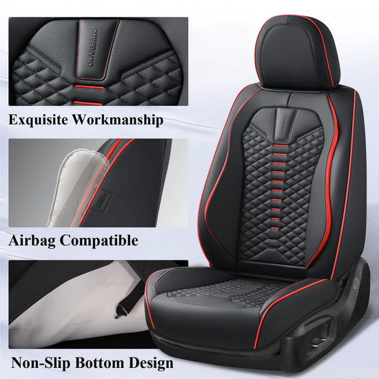 Coverado seat covers — waterproof nappa leather for cars in black and red