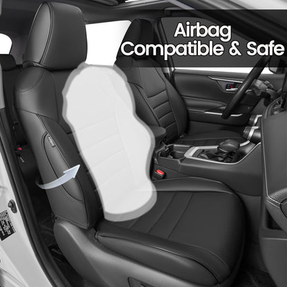 HKZ vehicle seat cover set - Leather for 2019-2025 Toyota RAV4 models LE, XLE, Limited