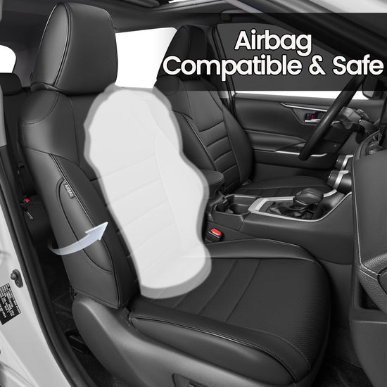 HKZ vehicle seat cover set - Leather for 2019-2025 Toyota RAV4 models LE, XLE, Limited