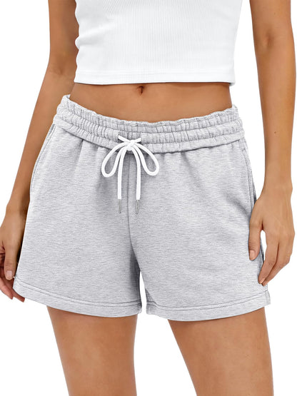 AUTOMET women's high waist sweat shorts with pockets and drawstring
