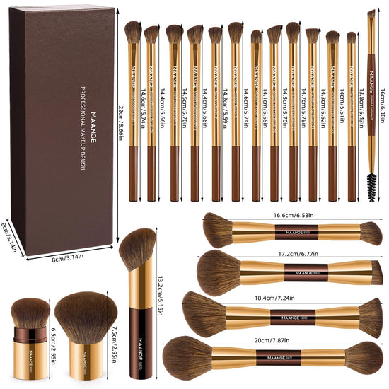 MAANGE cosmetic brush set — 20 double-end brushes with gift box for blending