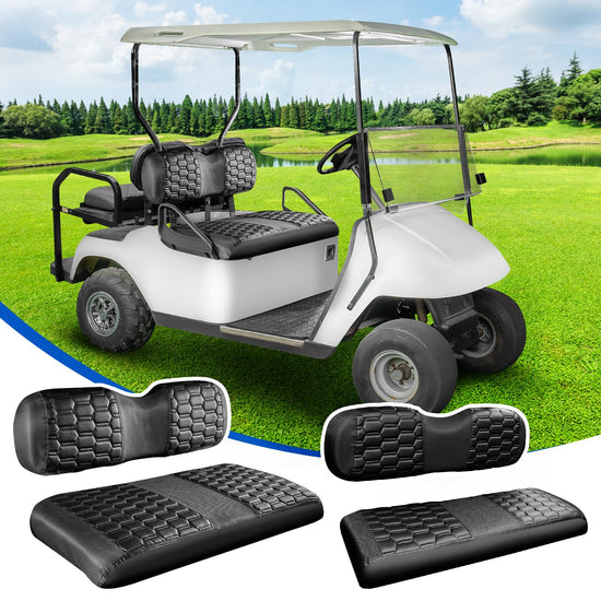 NOKINS Golf Cart Seat Covers - Hexagon carbon fiber style for EZGO TXT/RXV