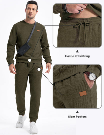 Track suit — JMIERR 2 piece knit jacquard pullover and joggers set with pockets