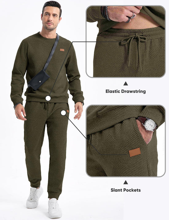 Track suit — JMIERR 2 piece knit jacquard pullover and joggers set with pockets