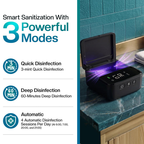 Jetfresh toothbrush holder — UV sanitizer with LED clock display and hot air drying