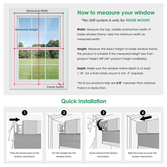 LazBlinds window shade — no tools no drill cordless honeycomb shades for home
