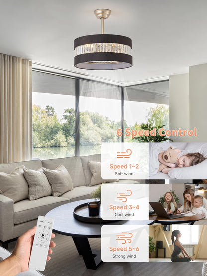 MizWacky gold crystal fandelier ceiling fan with lights and remote control 20 inch