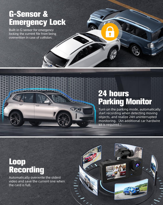 Dash camera - 4K UHD with night vision and 170° wide angle.