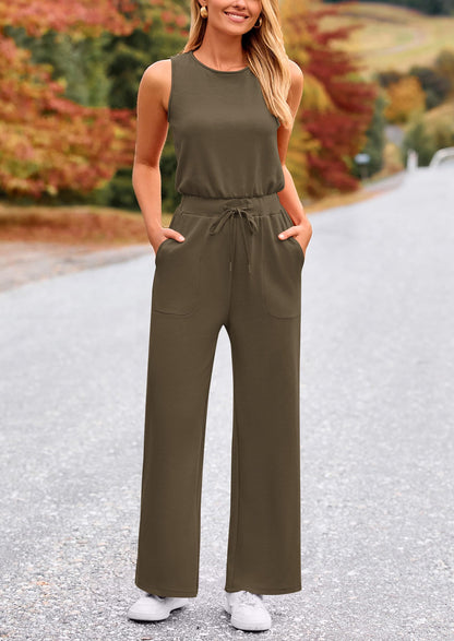 PRETTYGARDEN one piece outfit — summer sleeveless wide leg romper for beach vacation