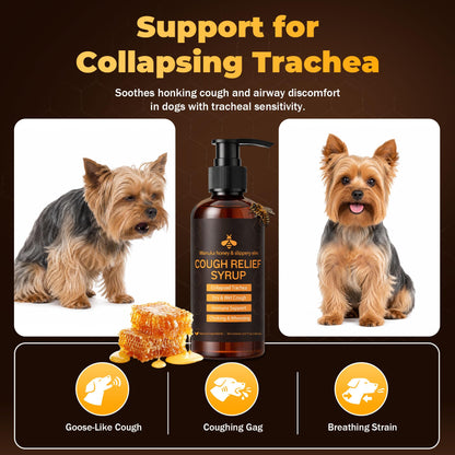 Manuka Honey for Dogs - Supports Collapsed Trachea, Cough Relief, Wheezing & Phlegm Comfort - New Zealand Manuka Honey + Natural Herbal with Slippery Elm and Quercetin — Immune Support — 5 oz