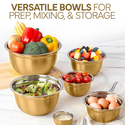 COOK WITH COLOR mixing bowls with stainless steel, airtight lids for kitchen use