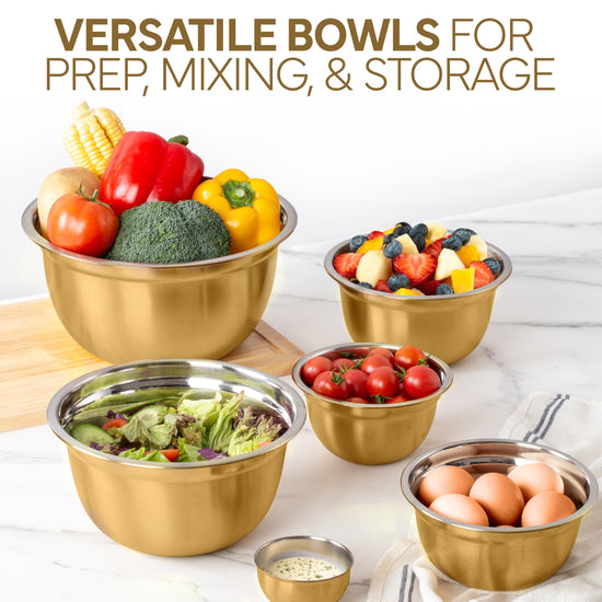 COOK WITH COLOR mixing bowls with stainless steel, airtight lids for kitchen use