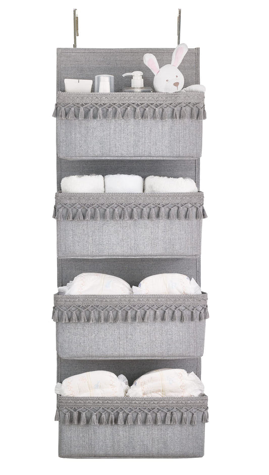 Dahey caddy - over the door organizer with tassels for closet and bathroom storage