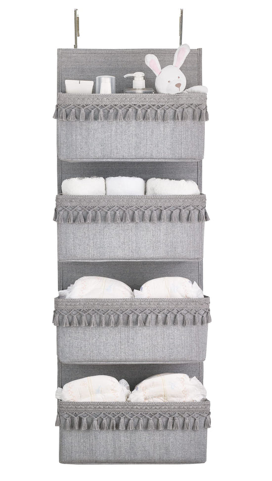 Dahey caddy - over the door organizer with tassels for closet and bathroom storage