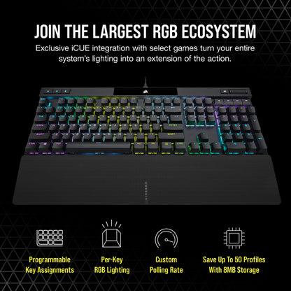 Corsair K70 RGB mechanical keyboard — USB passthrough and media controls