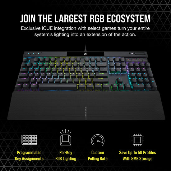 Corsair K70 RGB mechanical keyboard — USB passthrough and media controls