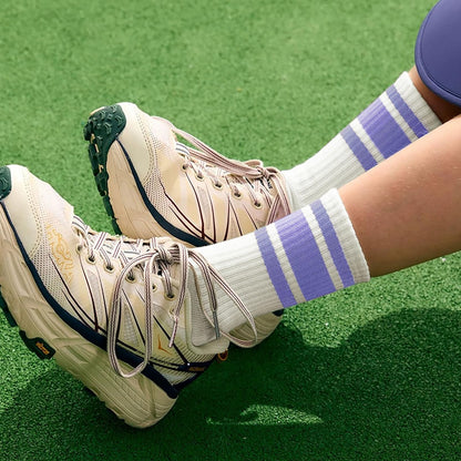 Fszsaa striped crew socks - sporty cotton tube socks for women