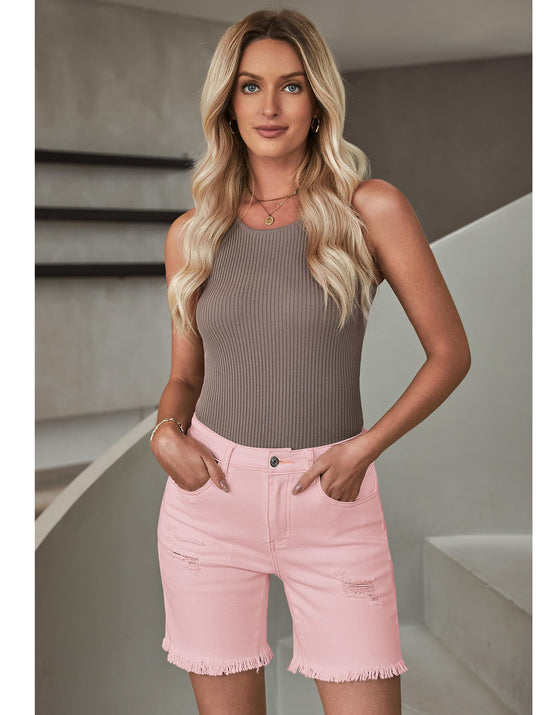 luvamia high waisted distressed denim shorts for women