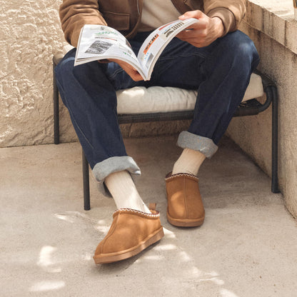 DREAM PAIRS men's fuzzy cozy slippers - genuine suede, memory foam comfort