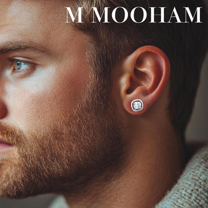 M MOOHAM hypoallergenic flat back stud earrings set for women and men - 14k gold/silver plated