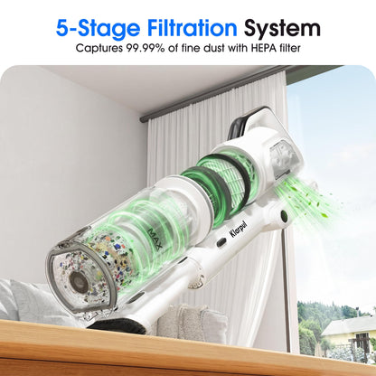 Cordless Vacuum Cleaner, Upgraded 650W 55KPa 70Mins Runtime Stick Vacuum Cordless, Self-Standing Lightweight Vacuum Cleaners for Home with LED Headlight Touch Screen, for Pet Hair/Carpet/Floor