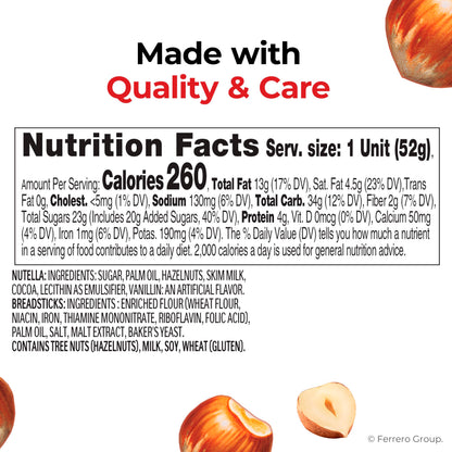 Nutella & GO! chocolate hazelnut spread with breadsticks, 24 snack packs 1.8 oz each