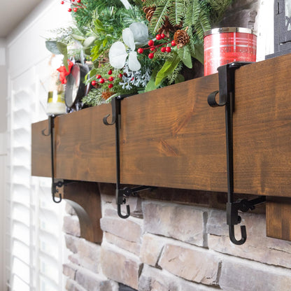 Fireplace stocking and garland hanger — dual purpose design with two hooks