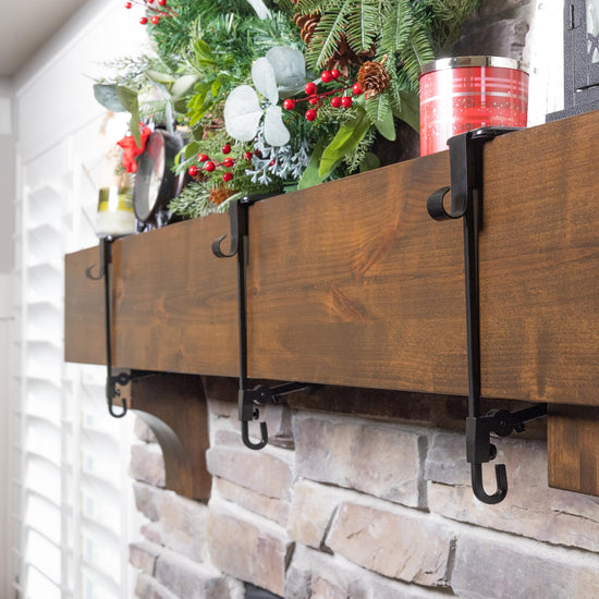 Fireplace stocking and garland hanger — dual purpose design with two hooks