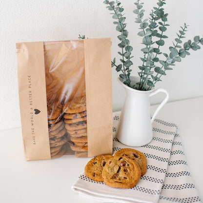 Food storage bag — Kraft paper with window for homemade bread gifting