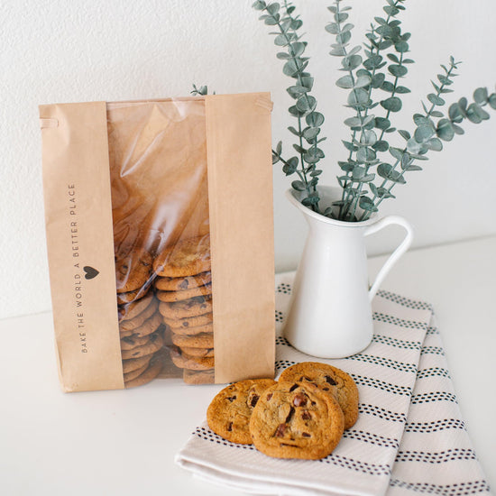 Food storage bag — Kraft paper with window for homemade bread gifting
