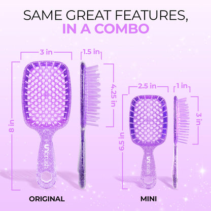 FHI Heat - UNbrush detangling brush combo pack — DuoFlex anti static hair brush and vented detangler brush for pain-free styling.