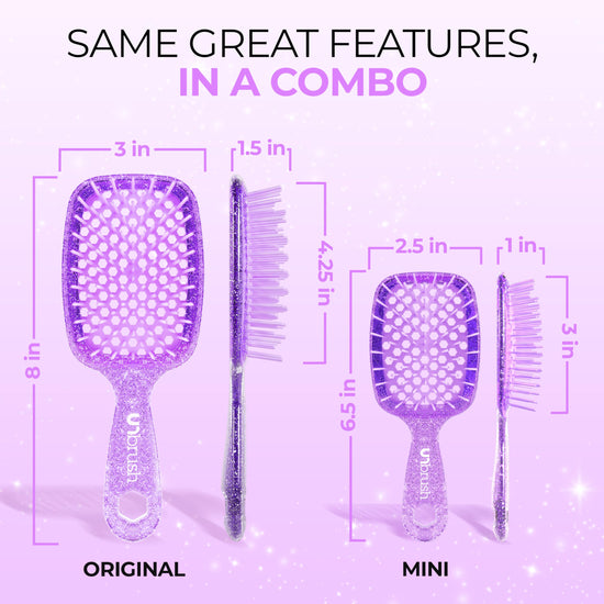 FHI Heat - UNbrush detangling brush combo pack — DuoFlex anti static hair brush and vented detangler brush for pain-free styling.