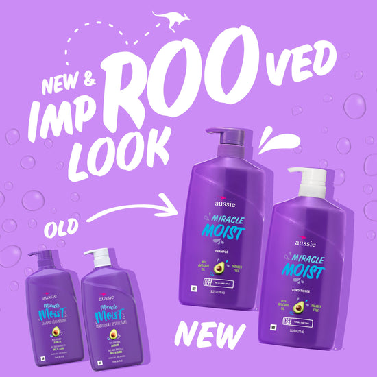 Aussie Miracle Moist shampoo and conditioner — paraben-free with avocado and jojoba oil