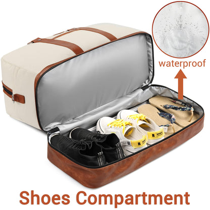 Duffel bag — Large canvas travel bag with shoe compartment, 3 pieces set