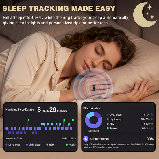 CEVSTHO Smart Ring Fitness Tracker, Heart Rate&Sleep Tracker with SpO2