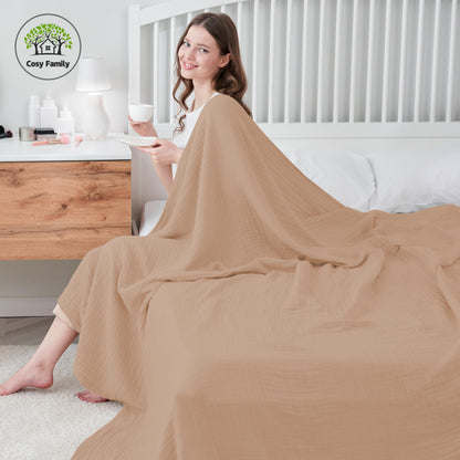 Cosy family muslin cotton blanket — soft and breathable material