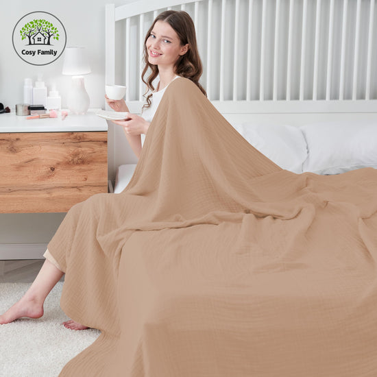 Cosy family muslin cotton blanket — soft and breathable material