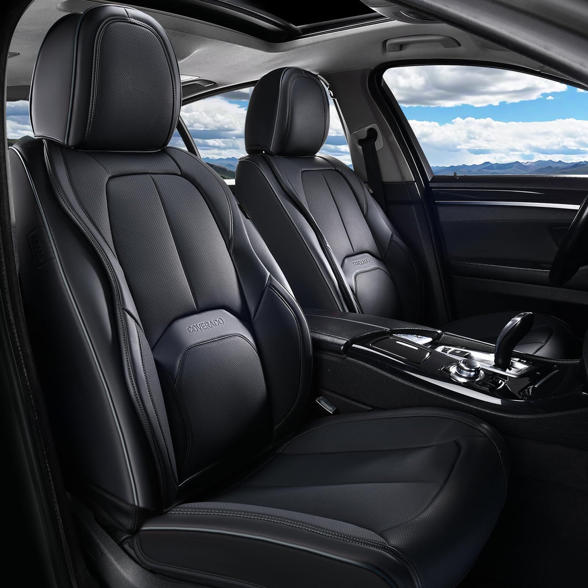 Coverado automotive seat cover — luxury leather with lumbar support and waterproof design