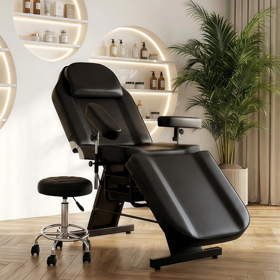 KIIUMI Tattoo Facial Chair Esthetician Bed w/ 360 Swivel Armrest and 2Trays