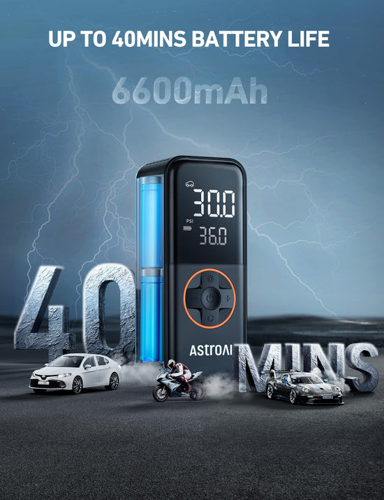 AstroAI L4 Tire Inflator Portable Air Compressor, 150PSI Portable Air Pump for Car Tires with Pressure Gauge LED Light, Electric Air Pump Quick Inflation for Cars, Motorcycles, Bikes, Tires, Balls